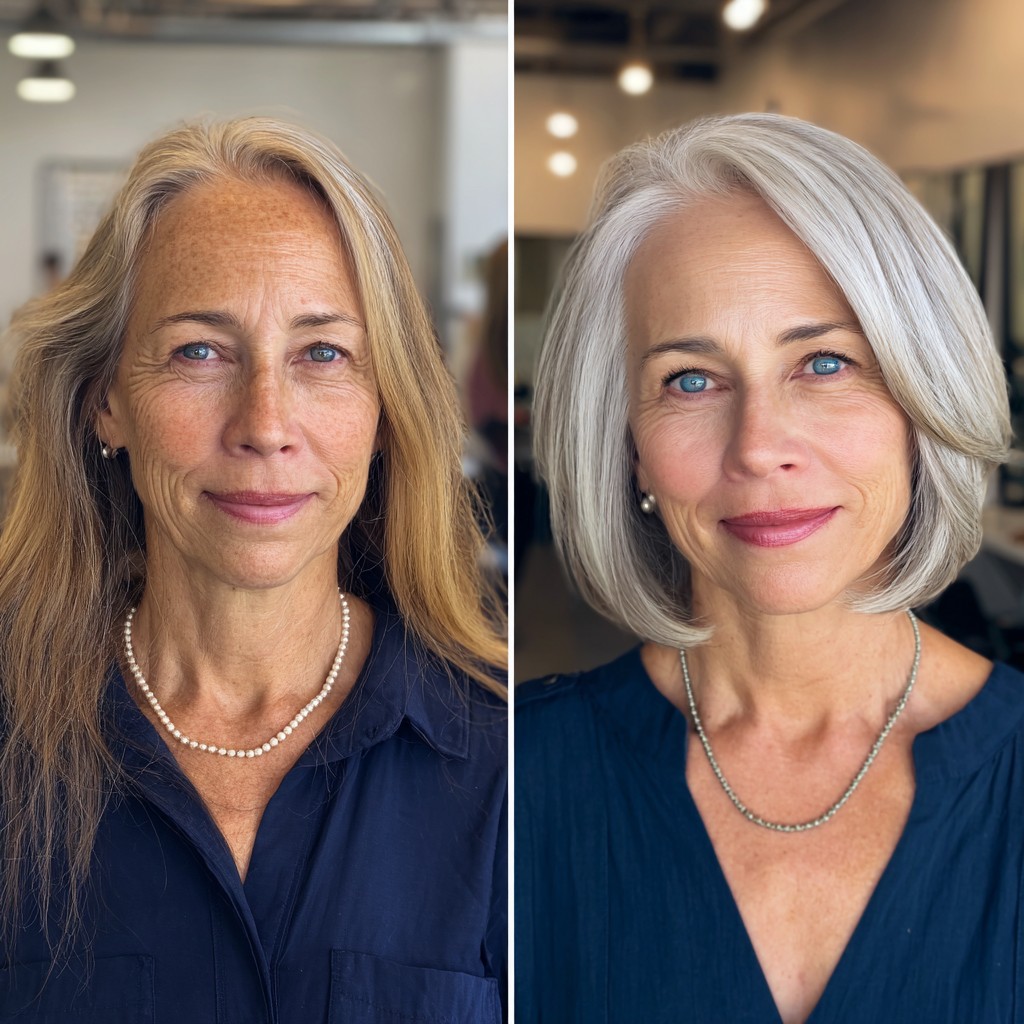 Chic Layered Bob with Soft Silver Highlights