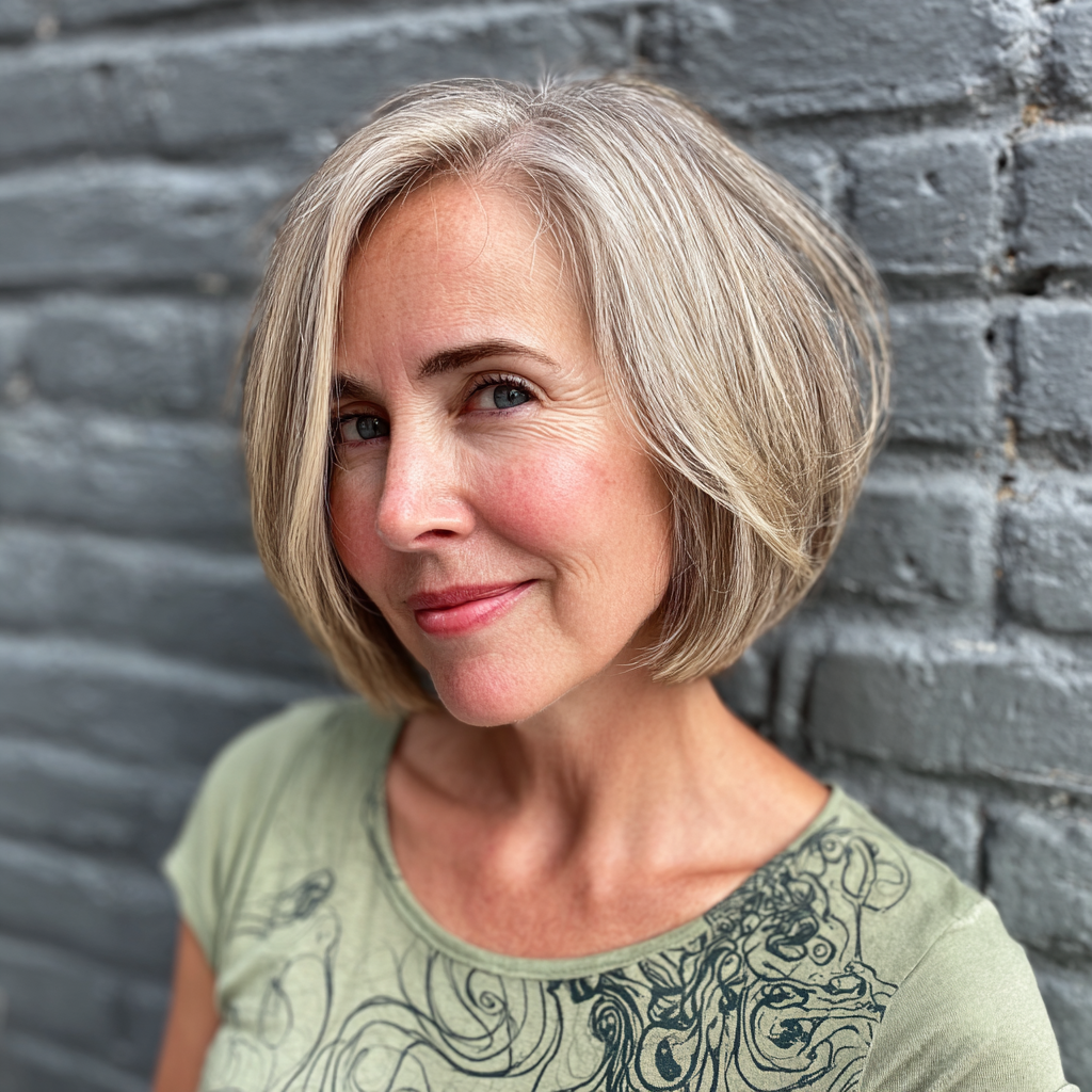 Chic Light Blonde A-Line Bob with Subtle Texture