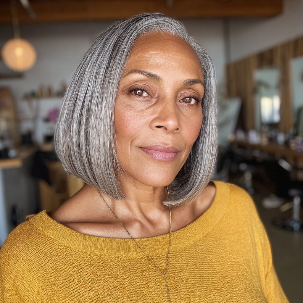 Chic Silver Blunt Bob with Subtle Layers