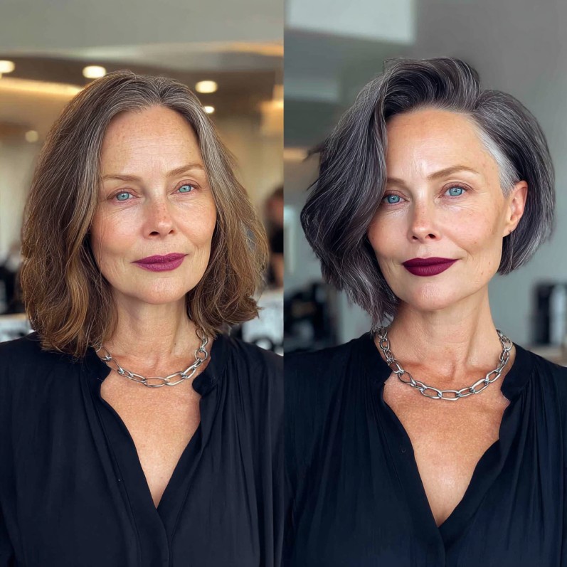 chic textured lob with asymmetrical edges