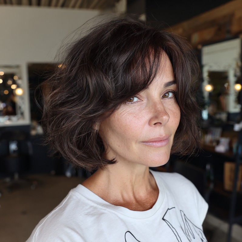 Choppy Textured Bob with Wispy Bangs