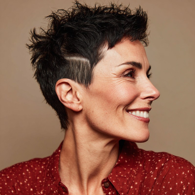 Choppy Textured Short Cut with Side Fade