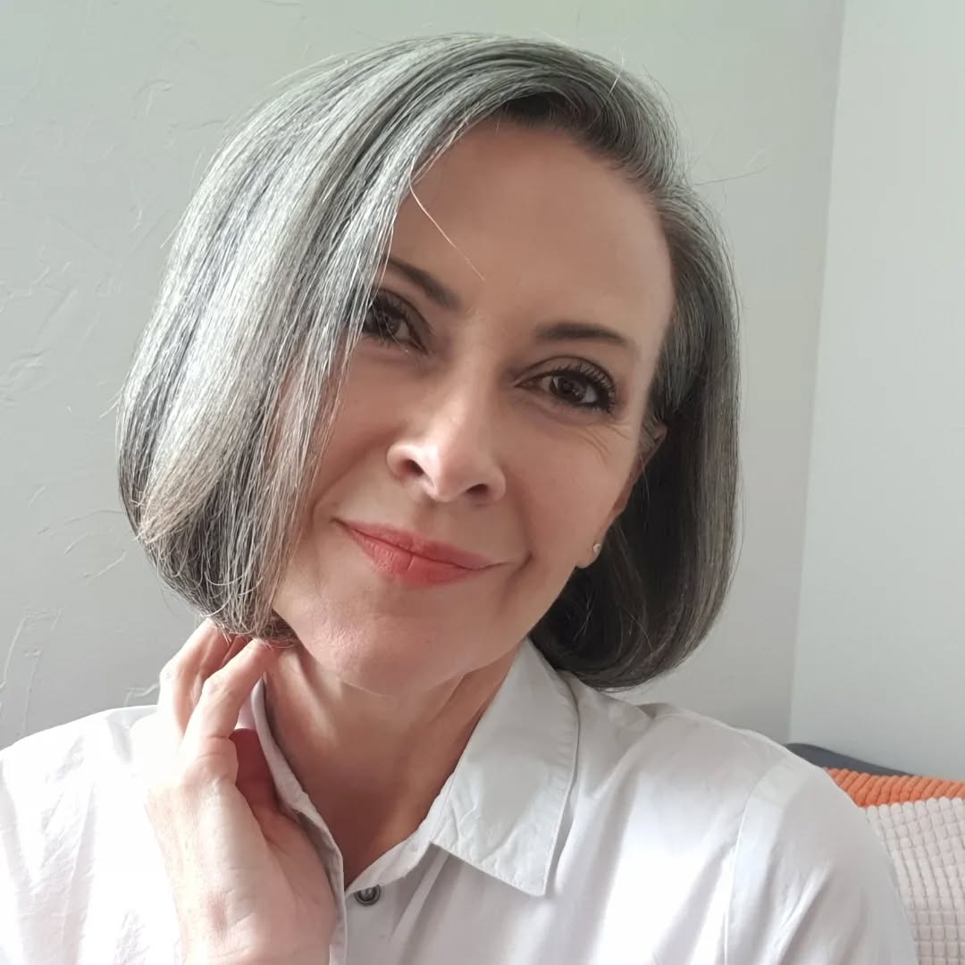 Classic Grey Bob with Soft Face-Framing Layers