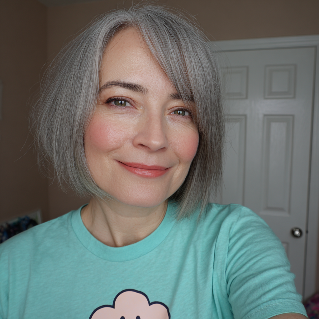 Contemporary Grey Bob with Textured Ends