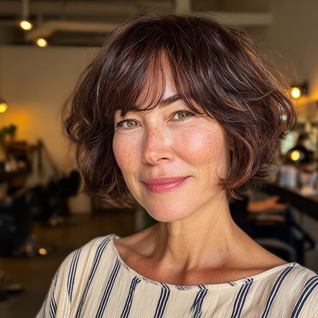 effortless textured bob with soft curtain bangs