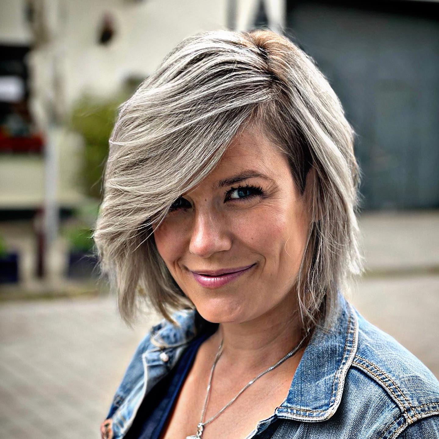 Modern Asymmetrical Bob with Subtle Silver Highlights