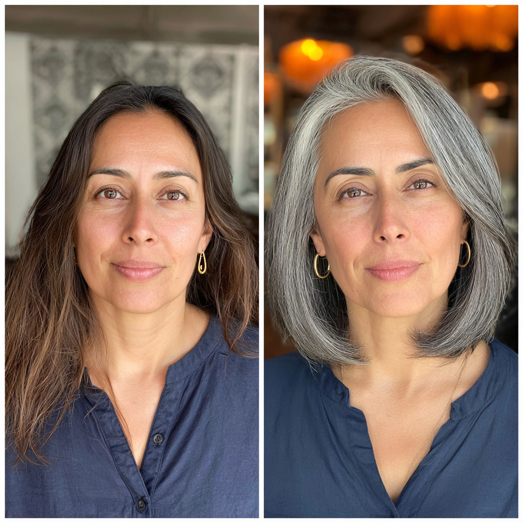 Modern Grey Bob with Subtle Movement
