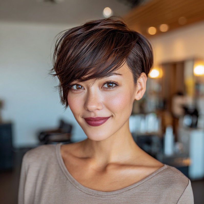 Modern Textured Pixie with Side-Swept Bangs