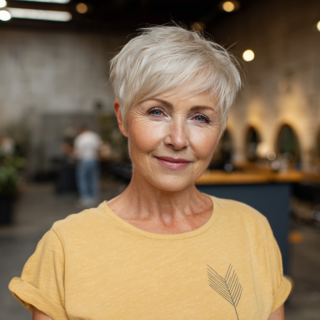 Playful Light Blonde Pixie with Textured Layers