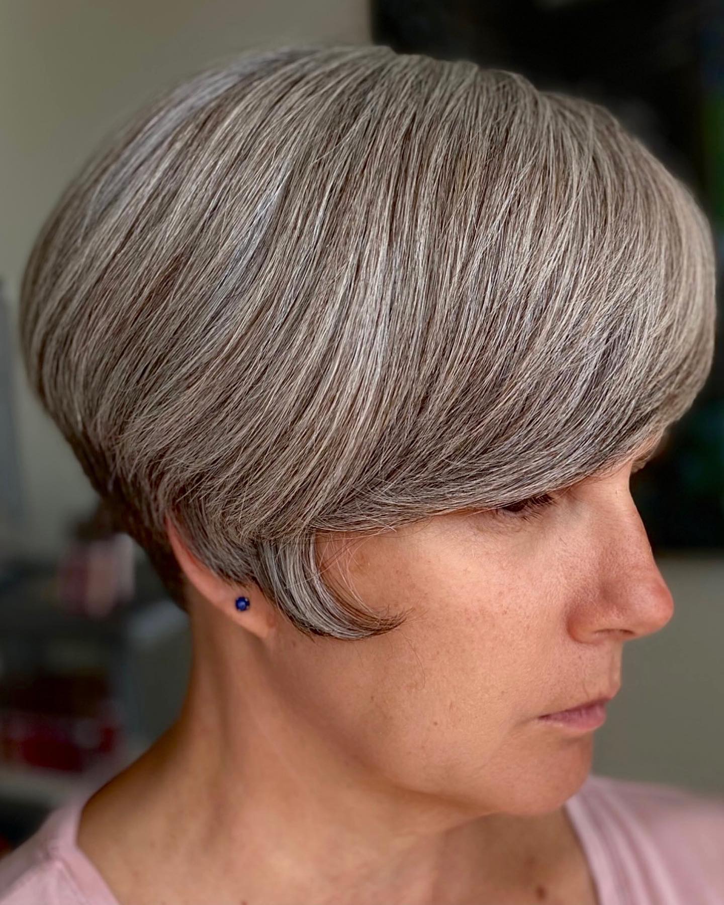 sleek short wedge cut with subtle layers