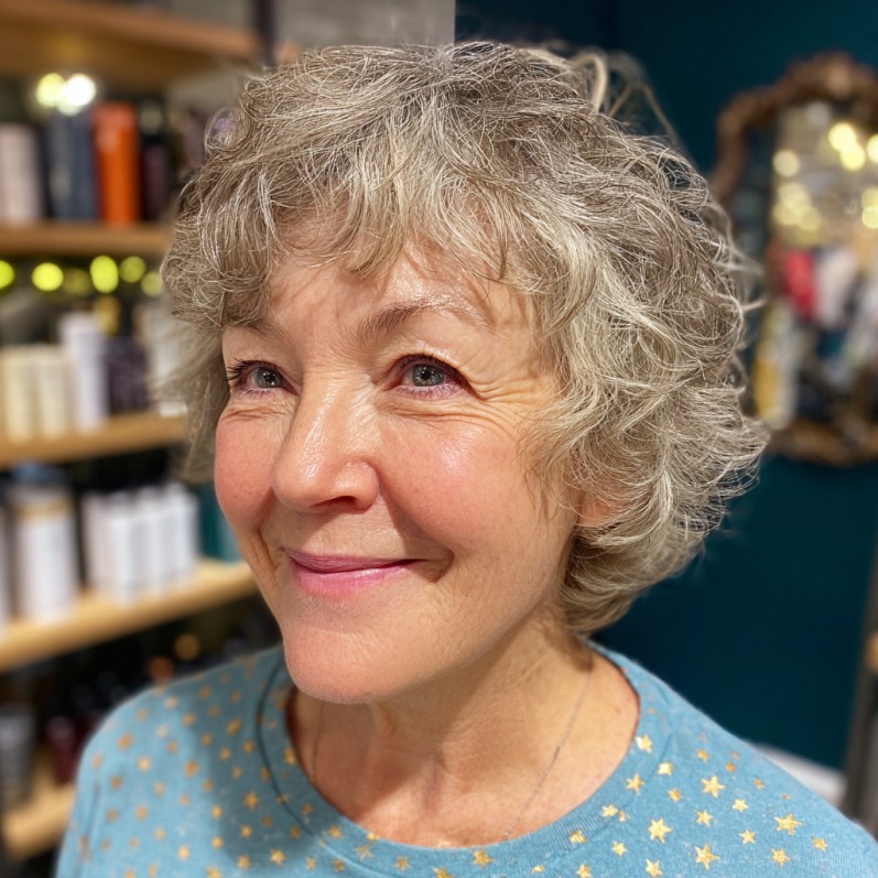 Softly Curled Textured Bob with Natural Volume