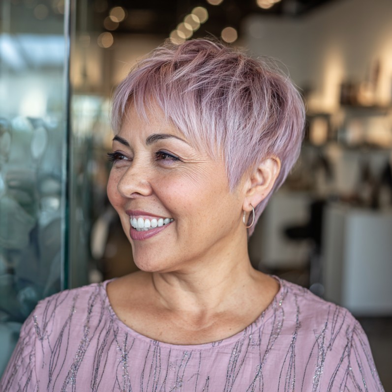 Softly Textured Pixie with Subtle Lavender Tones