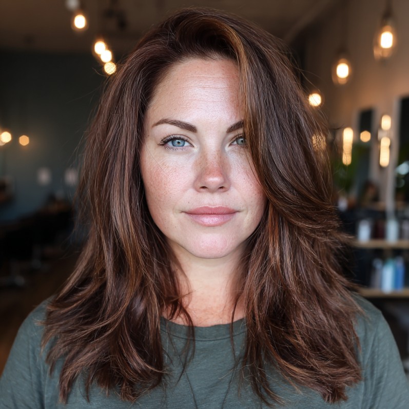 Textured Long Layered Cut with Subtle Highlights