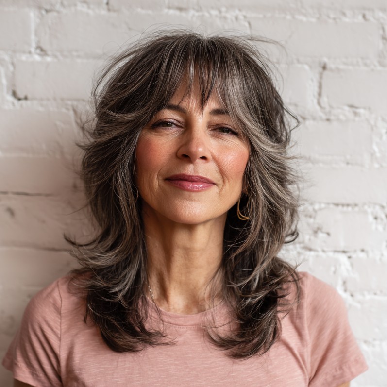 Textured Long Shag with Soft Bangs