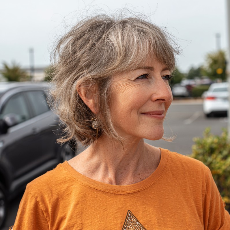 Textured Short Bob with Soft Bangs
