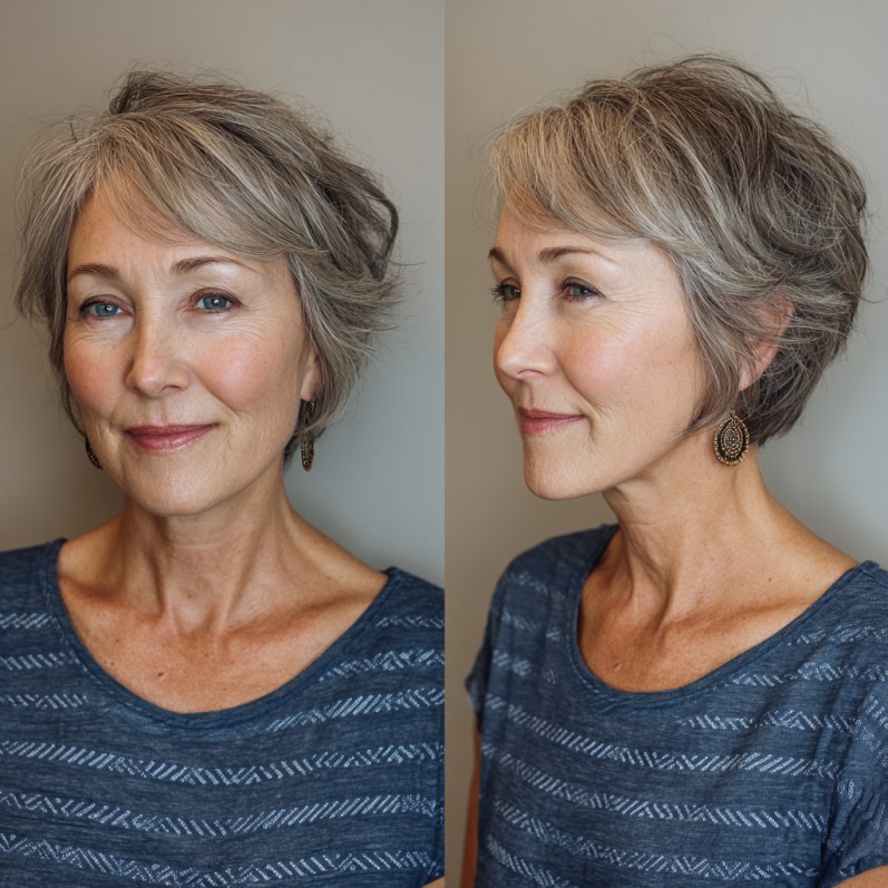 Textured Short Cut with Soft Waves and Highlights