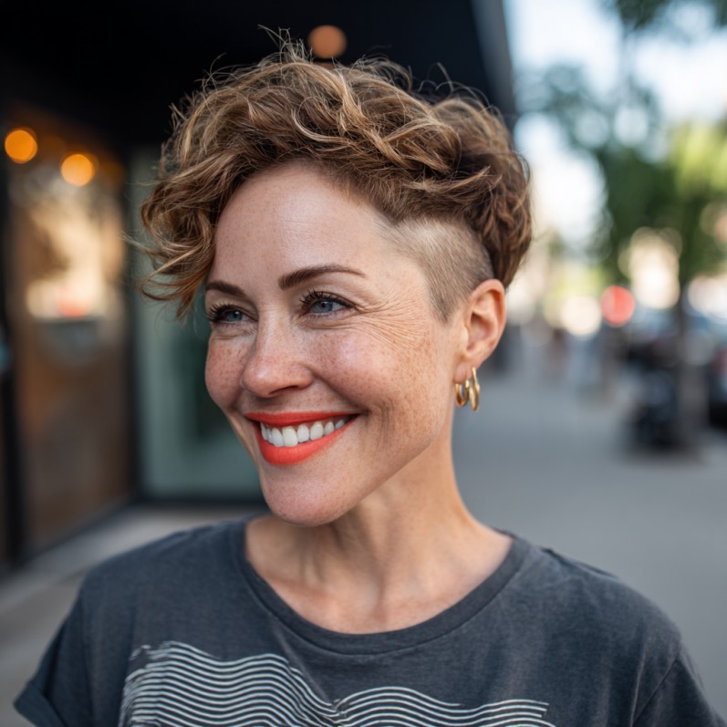 Textured Short Pixie with Bold Undercut