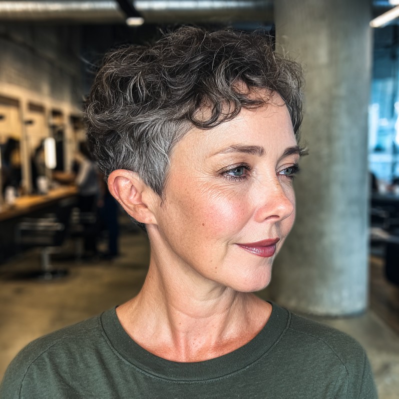 Textured Short Pixie with Defined Curly Layers