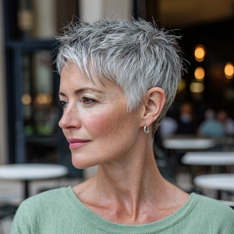 Textured Silver Crop with Spiked Layers