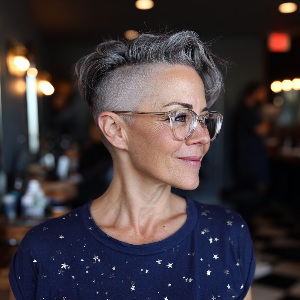 Textured Silver Pixie with Bold Undercut