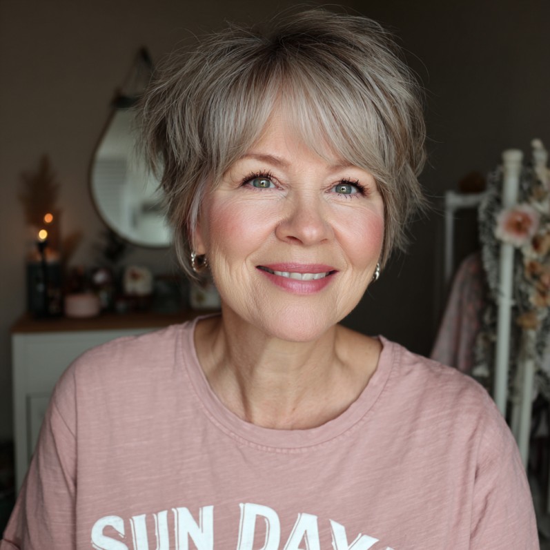 Textured Silver Pixie with Lived-in Volume