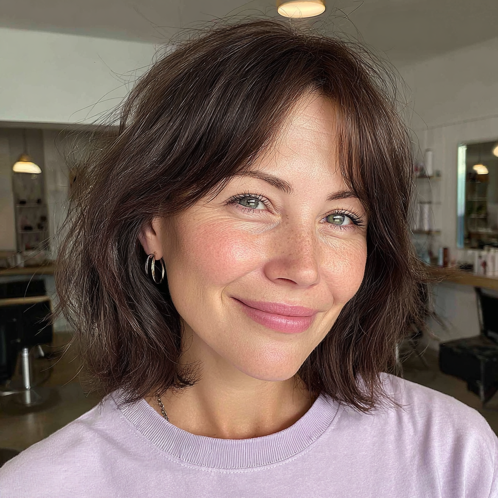 Chic Textured Bob with Soft Curtain Bangs