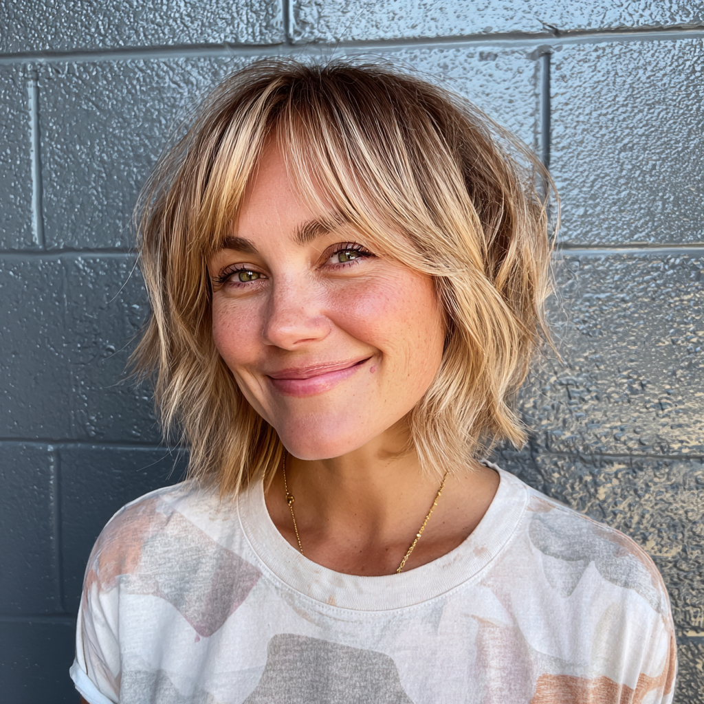 Chic Layered Bob with Soft Curtain Bangs