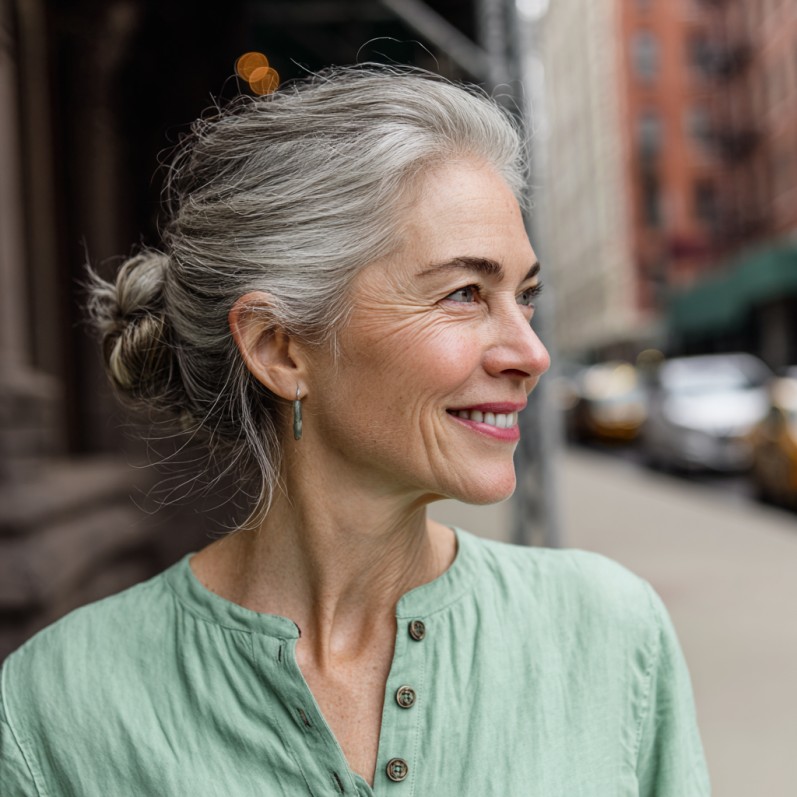Chic Low Bun with Soft Face-Framing Layers