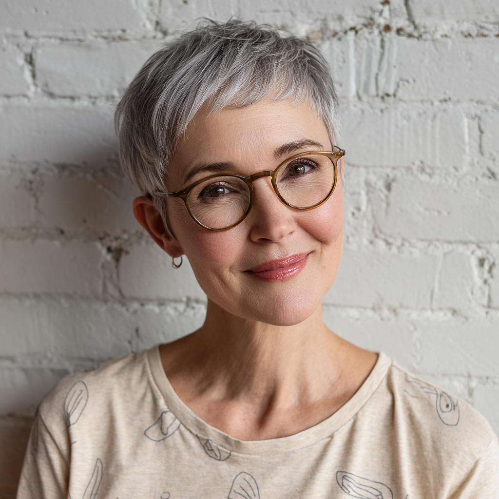 Chic Short Silver Pixie Cut with Subtle Layers