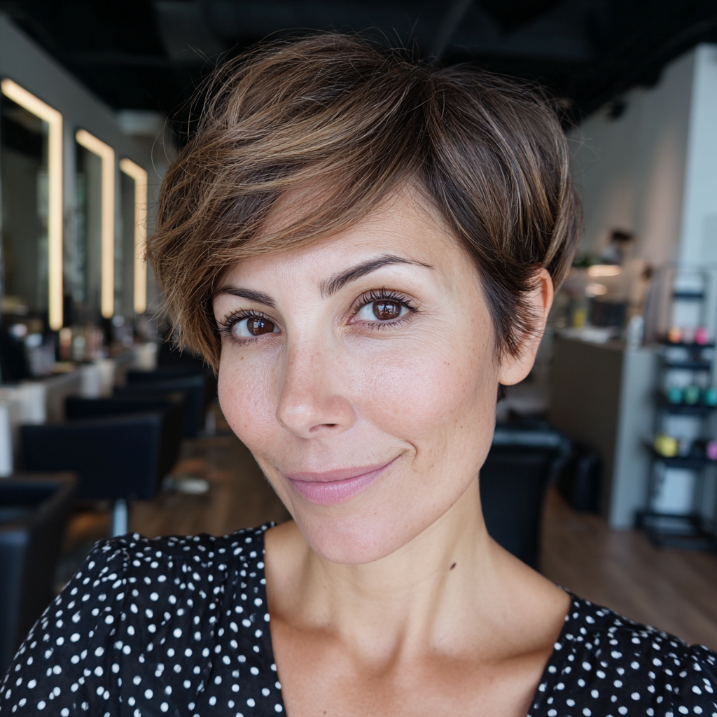 Chic Softly Layered Pixie Cut with Subtle Highlights