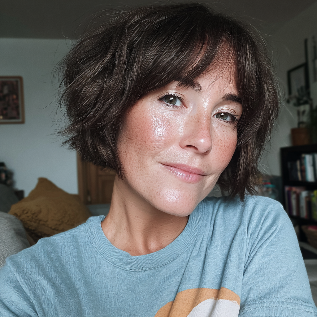 Chic Textured Bob with Subtle Curtain Bangs