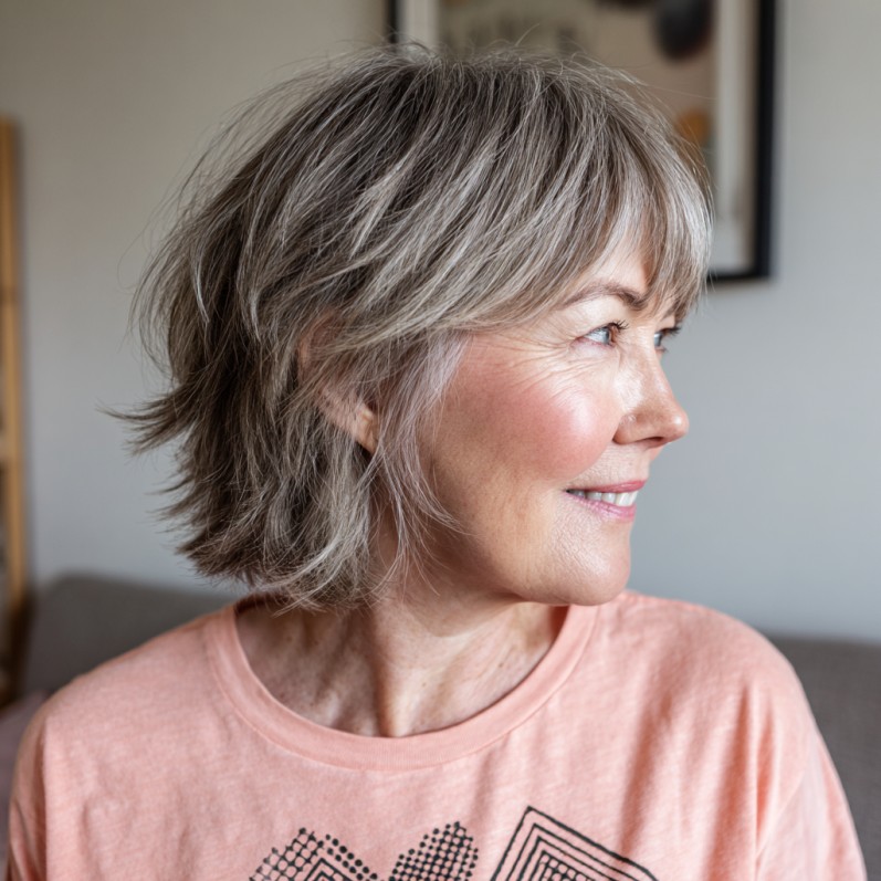 Choppy Textured Lob with Feathered Layers