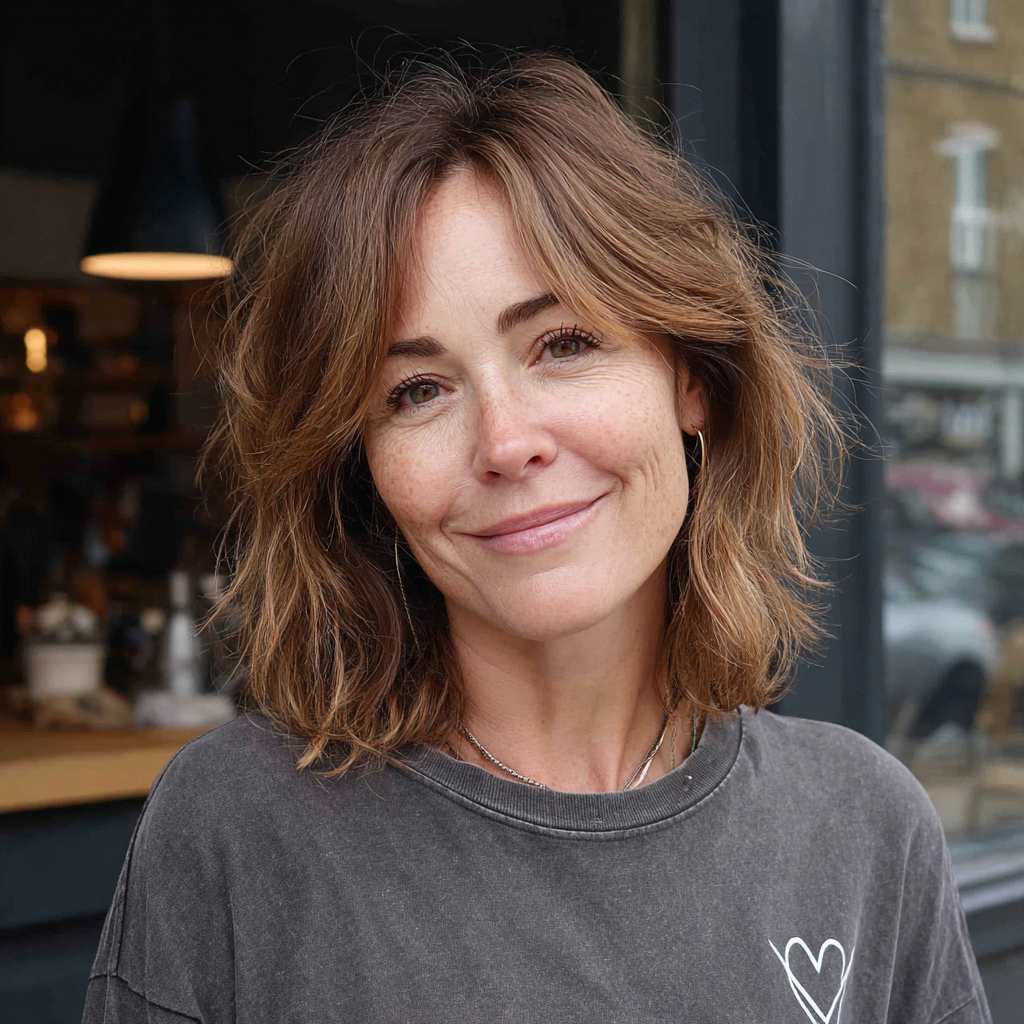 Effortlessly Layered Bob with Soft Curtain Bangs