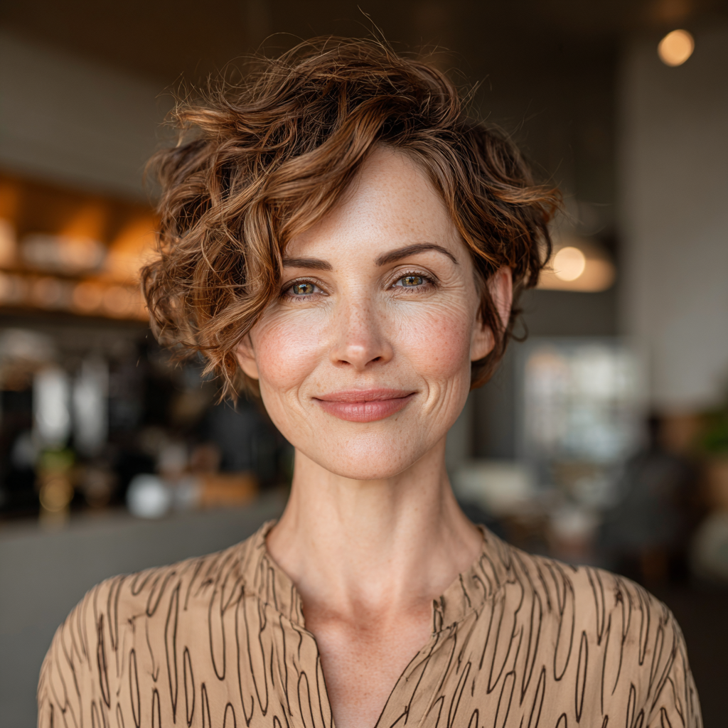 Modern Curly Pixie with Soft Texture and Face-Framing Layers