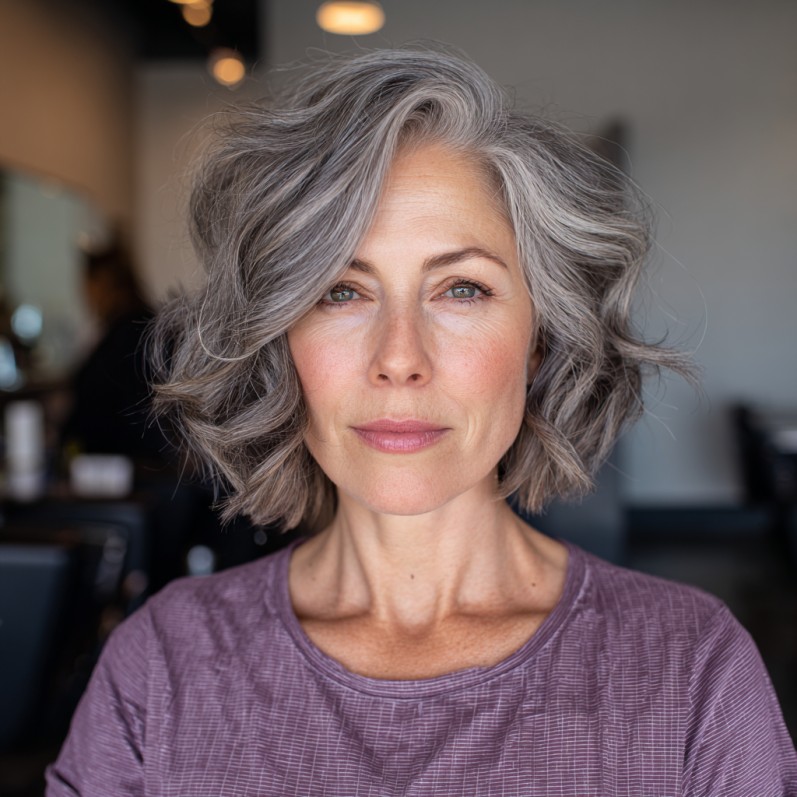 Modern Textured Gray Shag with Soft Waves