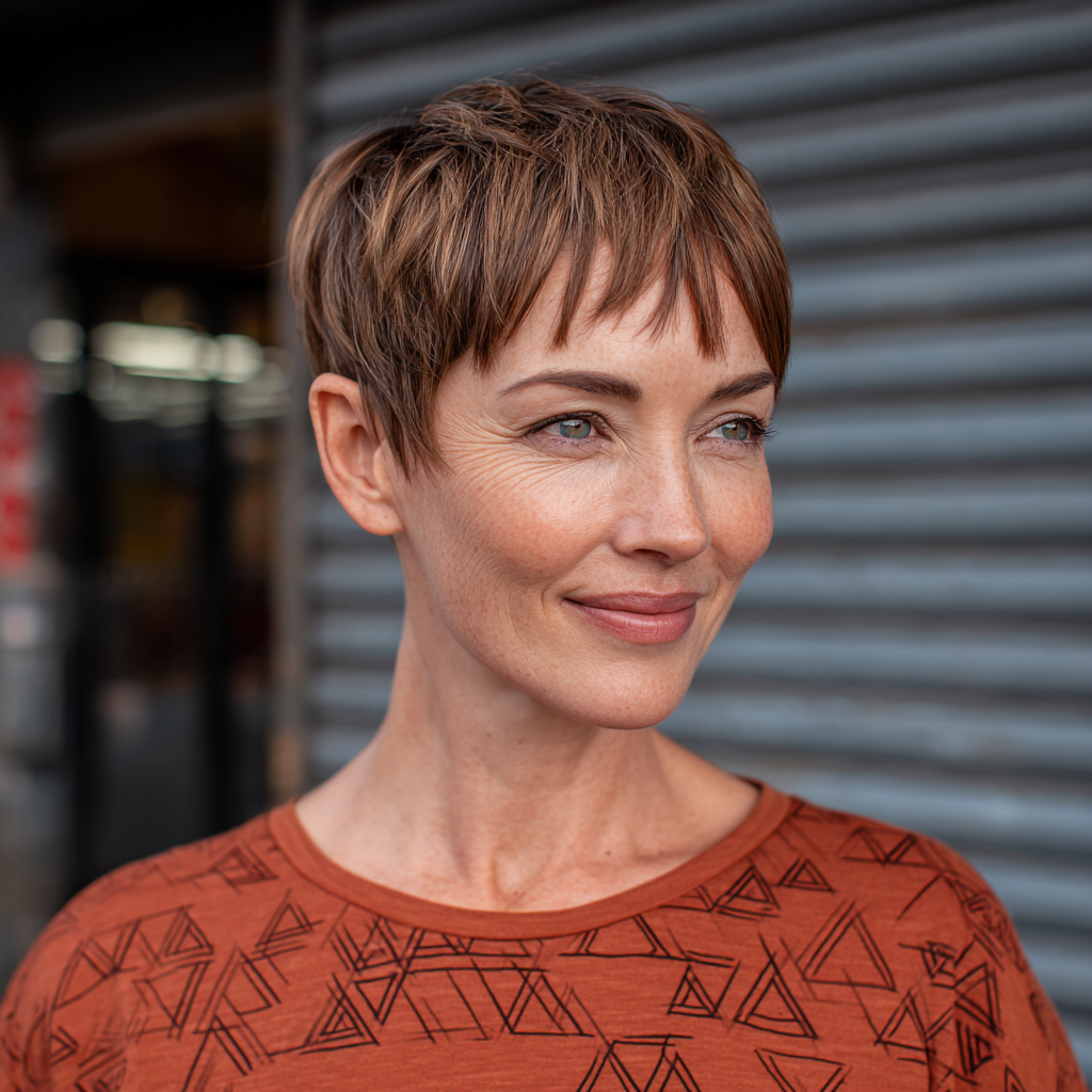 Modern Textured Pixie with Subtle Face-Framing Bangs