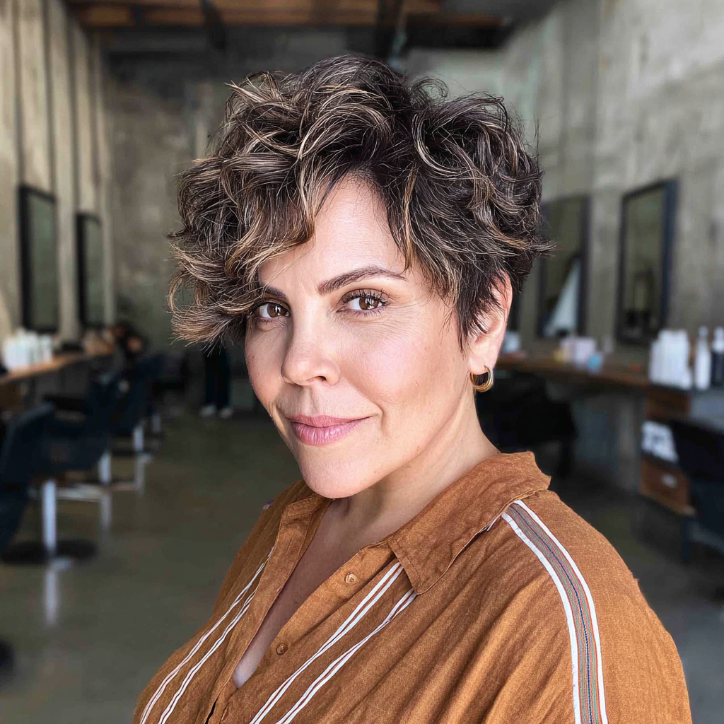 Playful Curly Pixie with Dynamic Texture