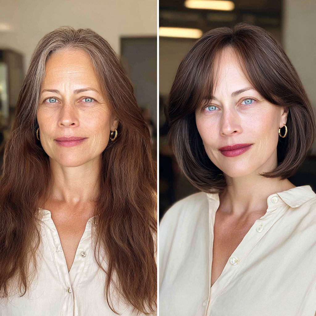 Sleek A-Line Bob with Soft Curtain Bangs