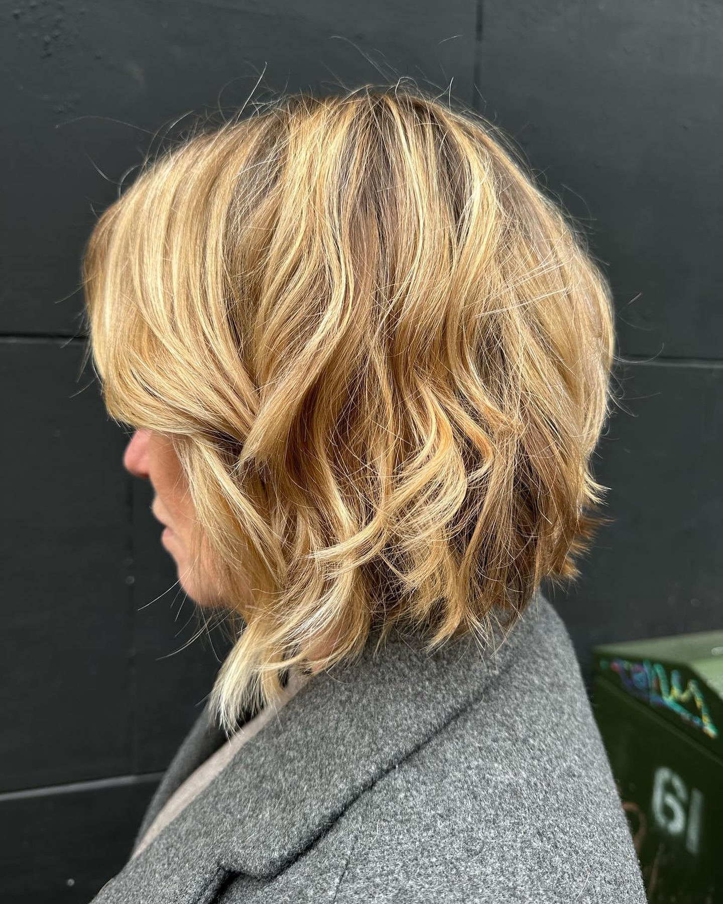 Textured Caramel Graduated Bob with Soft Waves