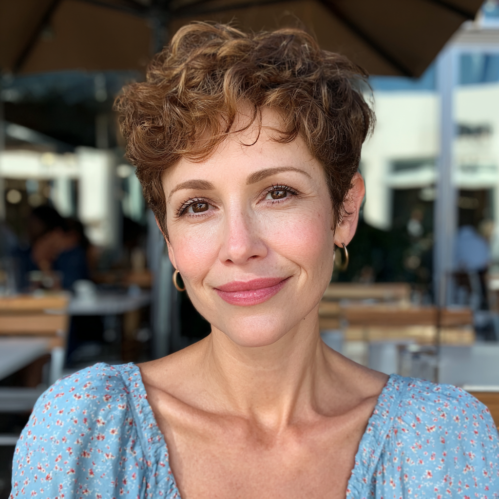 Textured Curly Pixie with Soft Volume