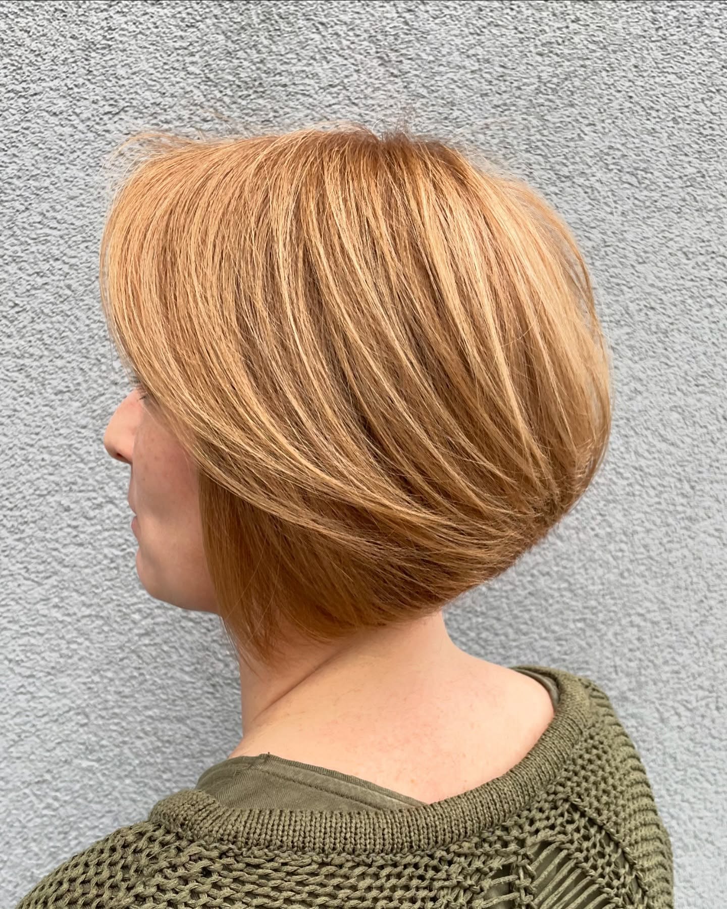Warm Copper Stacked Bob with Subtle Layers
