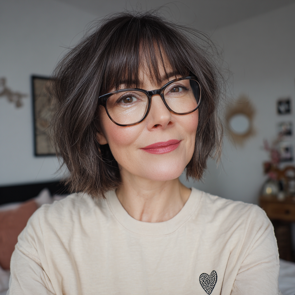 Casual Layered Bob with Fluffy Bangs