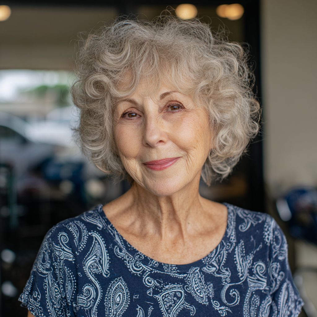 Charming Curly Bob with Gentle Bangs