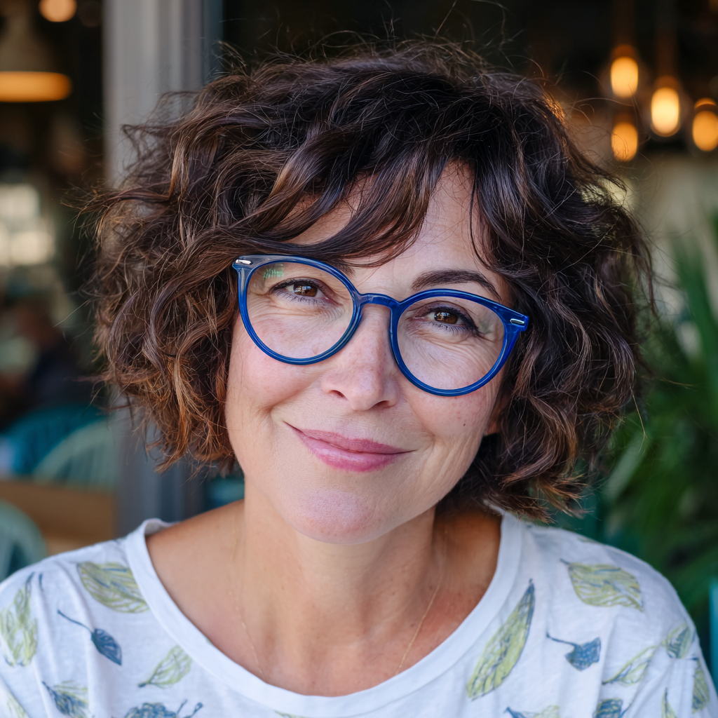 charming curly bob with long bangs