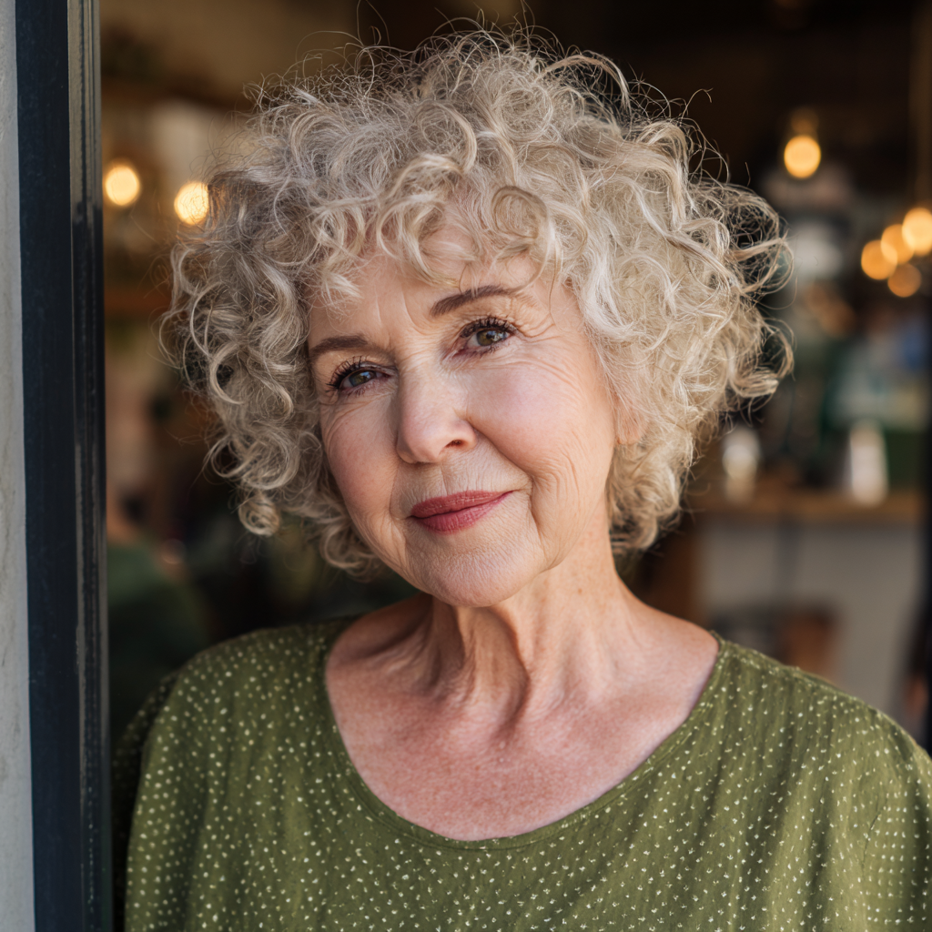 Chic Curly Bob with Soft Bangs