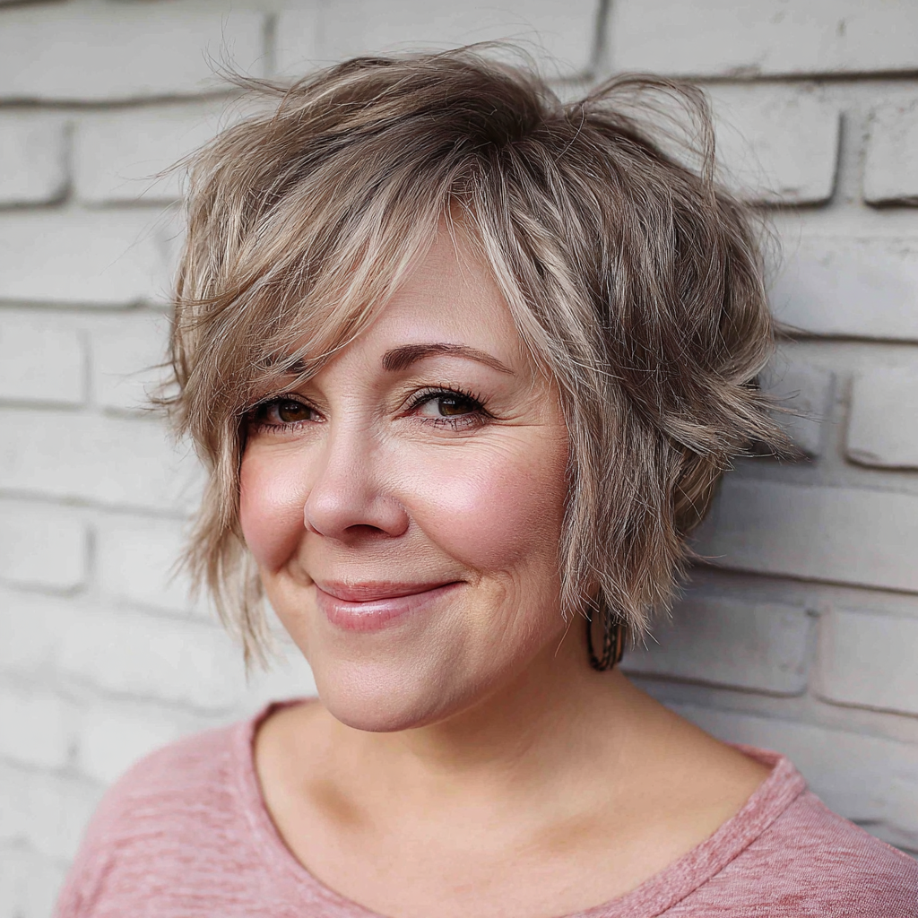 Chic Layered Silver Bixie Shag with Textured Volume