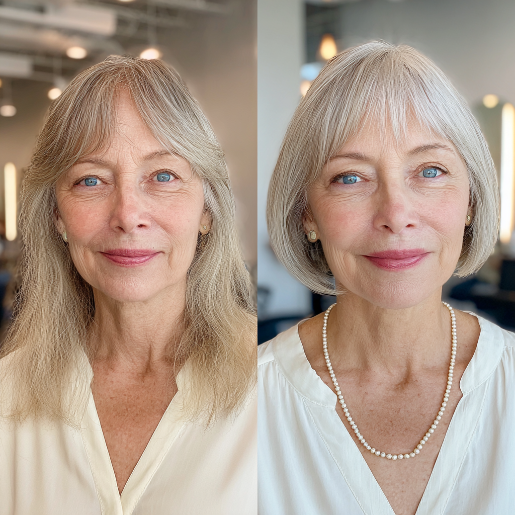 Chic Silver Bob with Soft Bangs