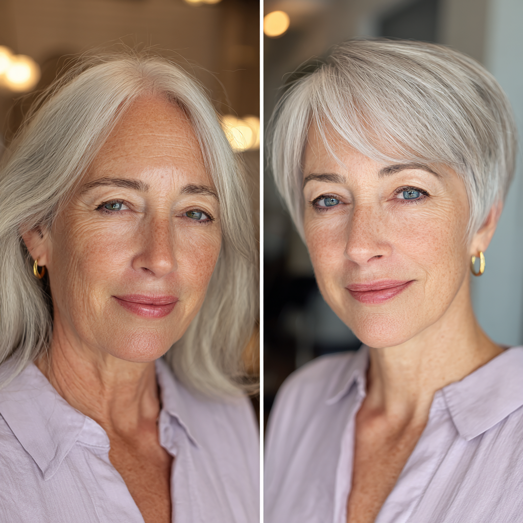 Chic Silver Textured Pixie with Soft Bangs