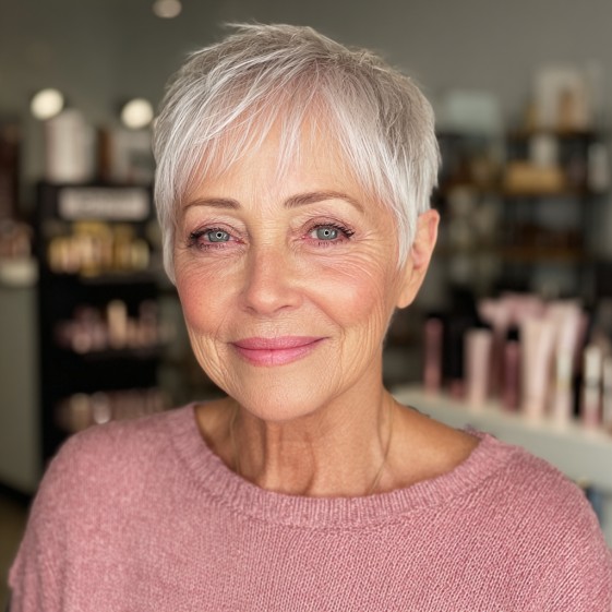 Chic Textured Pixie Cut with Soft Bangs