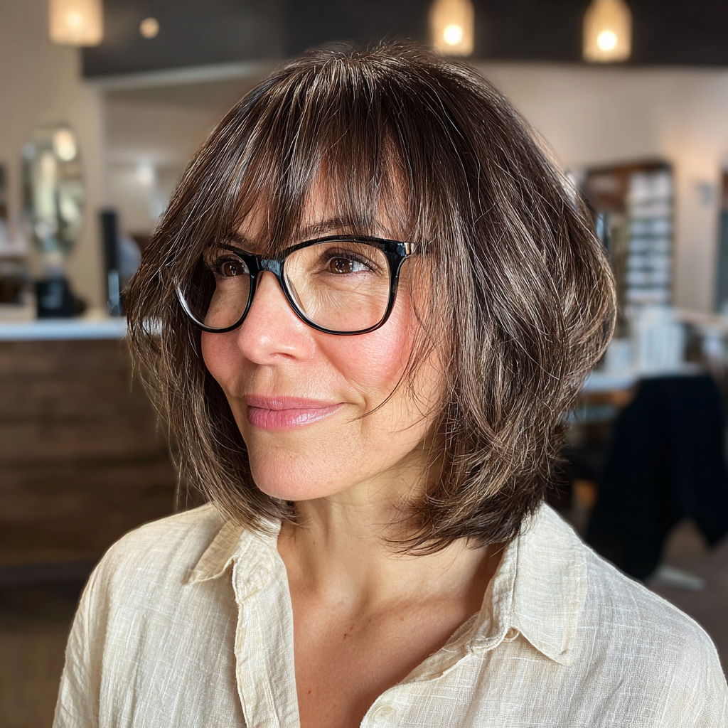 Effortless Layered Bob with Soft Textured Bangs